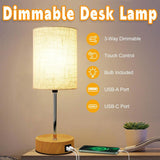 3-Speed Dimmable Bedside Table Lamp Touch Control Modern Nightstand Light