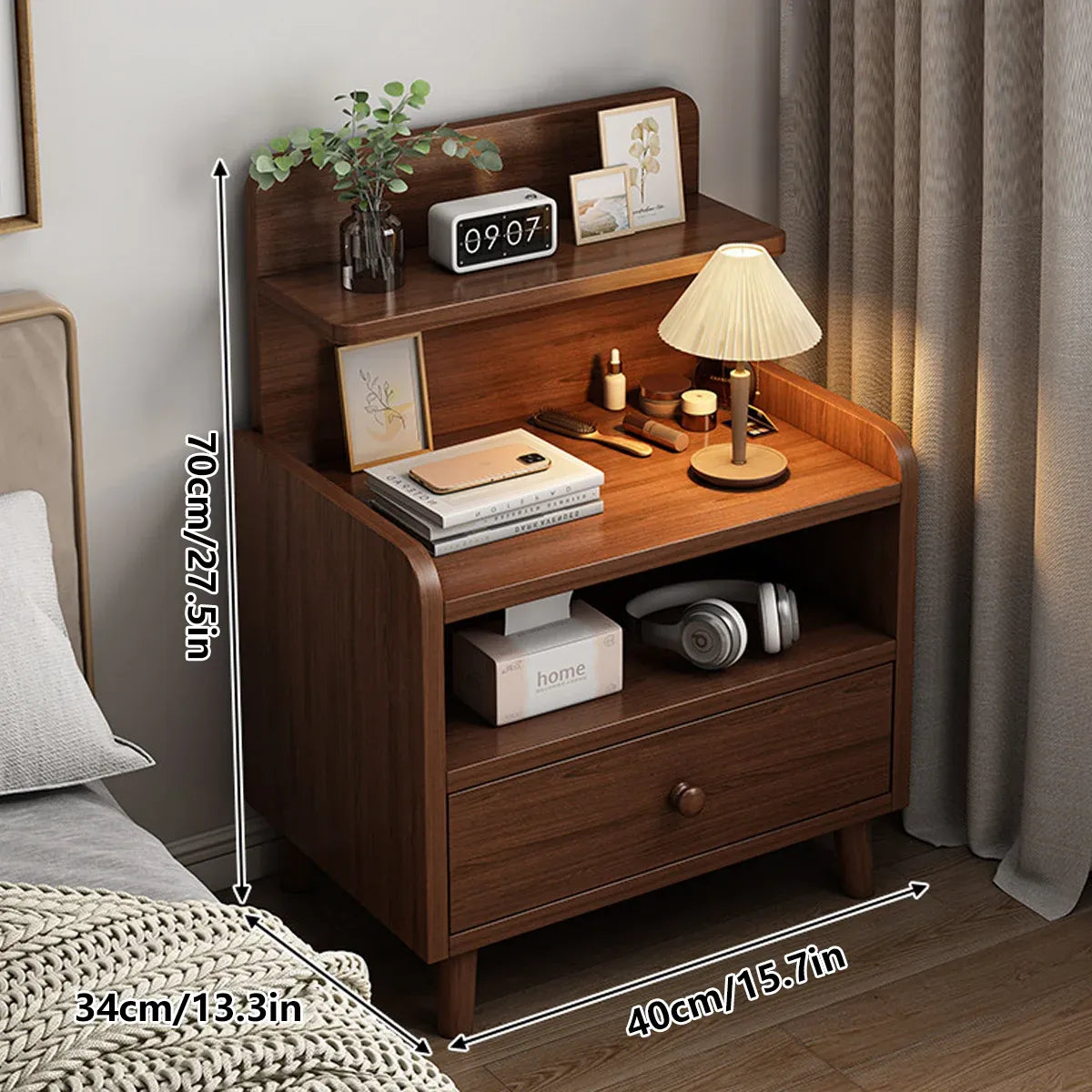 Small Solid Wood Nightstand Bedside Table Bedroom Storage Side Table