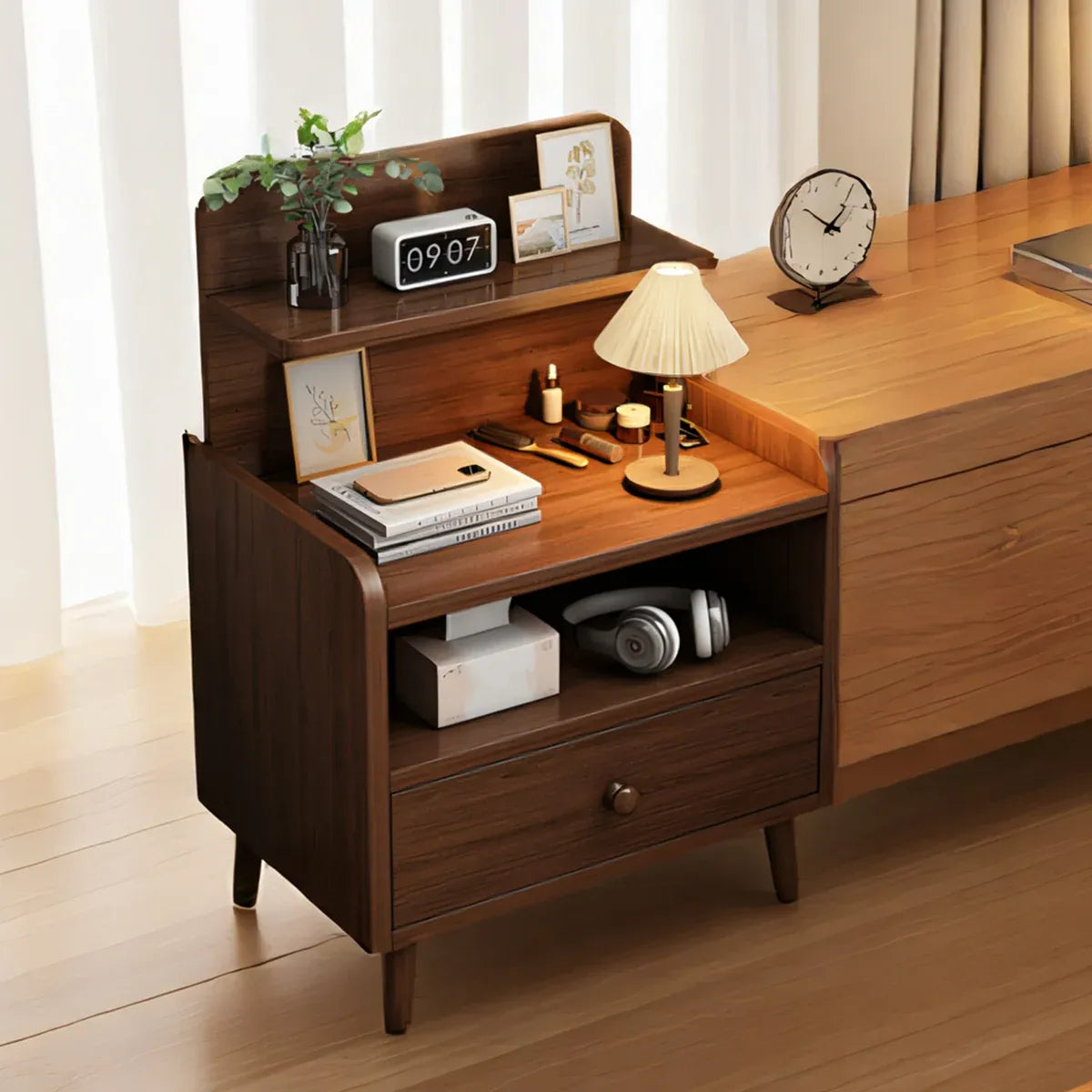 Small Solid Wood Nightstand Bedside Table Bedroom Storage Side Table