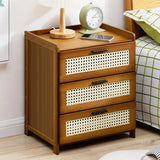 3-Layer Drawer Bedroom Nightstand Large Storage Stable Structure Space Saving - Rear View