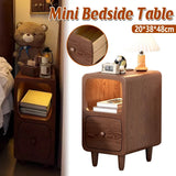 Wood Mini Bedside Table with Drawer and Shelf Compact Space Saving
