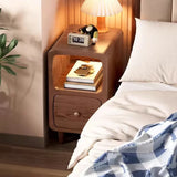 Wood Mini Bedside Table with Drawer and Shelf Compact Space Saving - Top-Down View