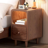 Wood Mini Bedside Table with Drawer and Shelf Compact Space Saving - Close-Up Angle