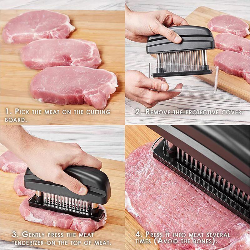 48-Blade Stainless Steel Meat Tenderizer Tool for Steak Pork Chicken Lamb