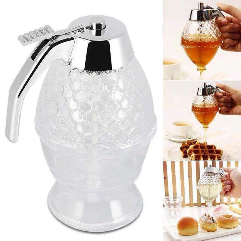 Honey Syrup Dispenser with Stand Bottom Flow Trigger Jar for Kitchen Use