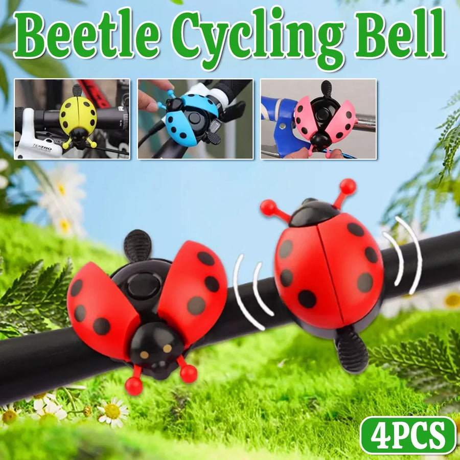 4PCS Ladybug Bicycle Bell Colourful Beetle Bike Horn Cycling Ring Bell for Road