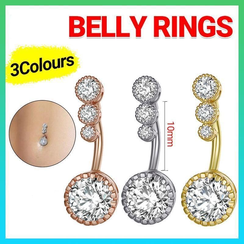 Belly Button Rings Bar Navel Steel Zirconia Body Piercing Jewellery