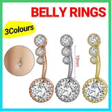 Belly Button Rings Bar Navel Steel Zirconia Body Piercing Jewellery