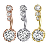 Belly Button Rings Bar Navel Steel Zirconia Body Piercing Jewellery - Side View