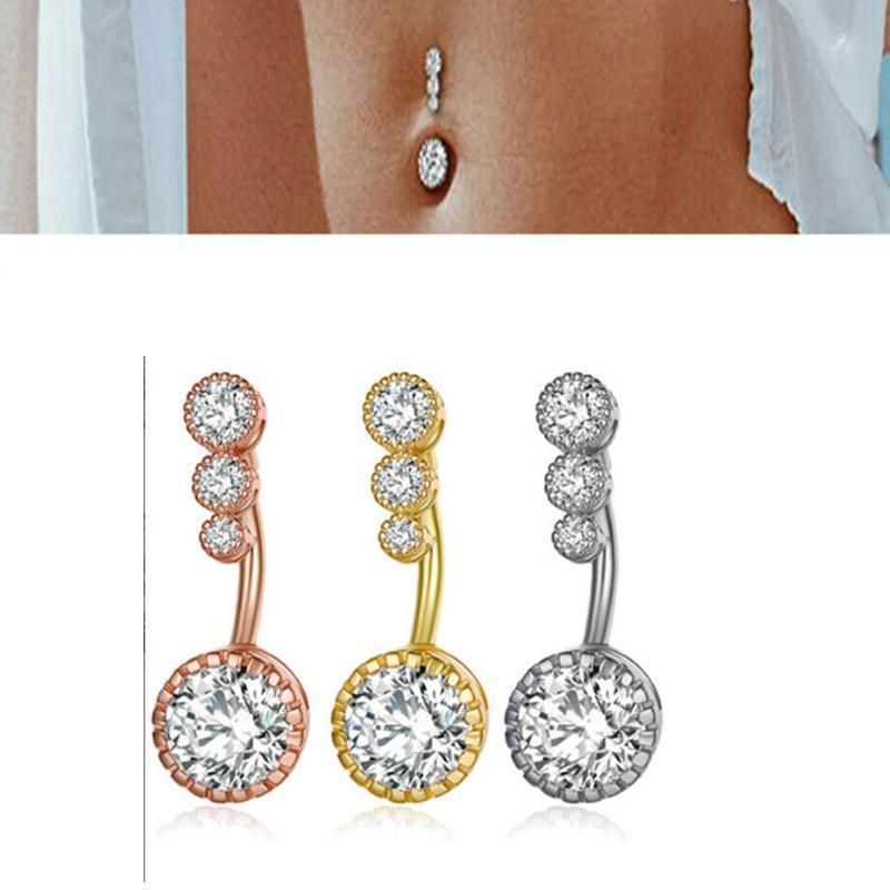 Belly Button Rings Bar Navel Steel Zirconia Body Piercing Jewellery