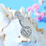 Belly Button Rings Bar Navel Steel Zirconia Body Piercing Jewellery - Rear View