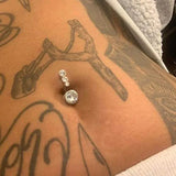 Belly Button Rings Bar Navel Steel Zirconia Body Piercing Jewellery - Close-Up Angle