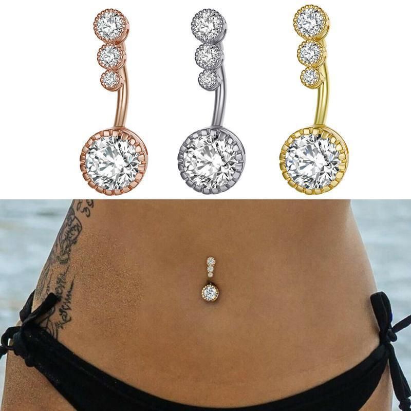Belly Button Rings Bar Navel Steel Zirconia Body Piercing Jewellery