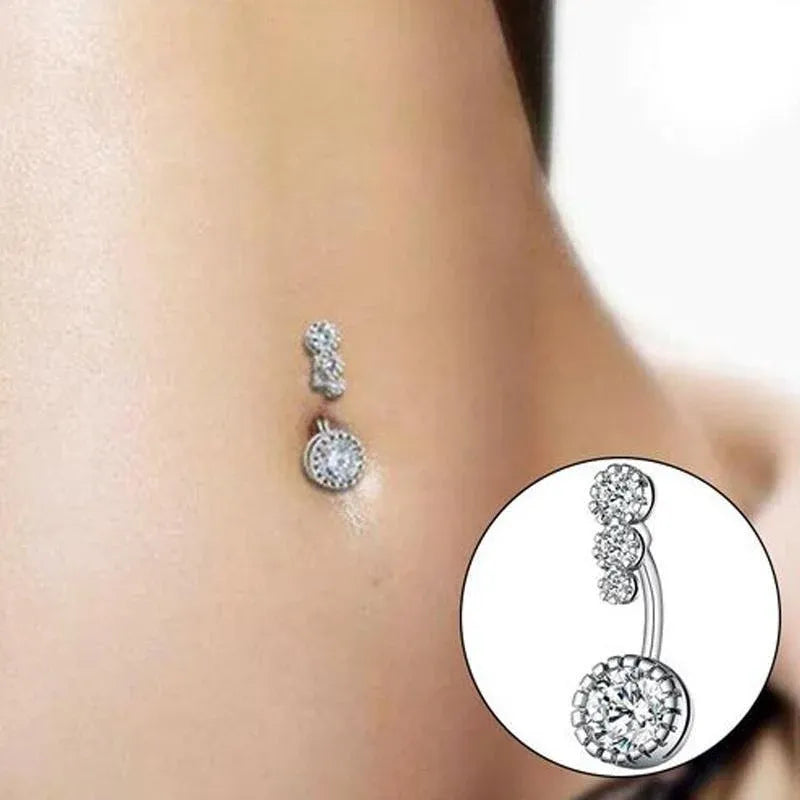Belly Button Rings Bar Navel Steel Zirconia Body Piercing Jewellery