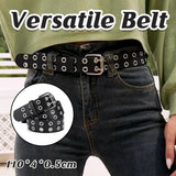 Double Grommet Holes Lether Belt 2-Row Studded For Women Men Punk Belts Use