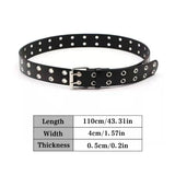 Double Grommet Holes Lether Belt 2-Row Studded For Women Men Punk Belts Use - Side View