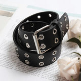 Double Grommet Holes Lether Belt 2-Row Studded For Women Men Punk Belts Use - Extra Image