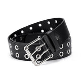 Double Grommet Holes Lether Belt 2-Row Studded For Women Men Punk Belts Use - Extra Image