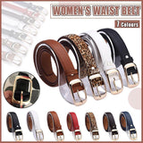 Ladies Leather Belt Classic Buckle Fashion Waist Strap for Jeans Dresses Casual - Black