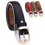 Ladies Leather Belt Classic Buckle Fashion Waist Strap for Jeans Dresses Casual - Black - 45-Degree Angle