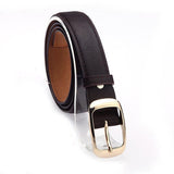 Ladies Leather Belt Classic Buckle Fashion Waist Strap for Jeans Dresses Casual - Black - Extra Image