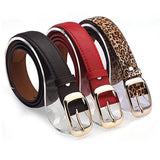 Ladies Leather Belt Classic Buckle Fashion Waist Strap for Jeans Dresses Casual - Blue - Top-Down View