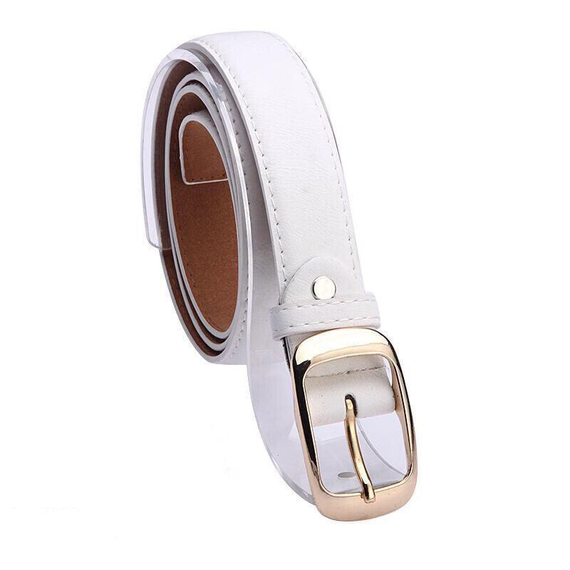 Ladies Leather Belt Classic Buckle Fashion Waist Strap for Jeans Dresses Casual - Brown