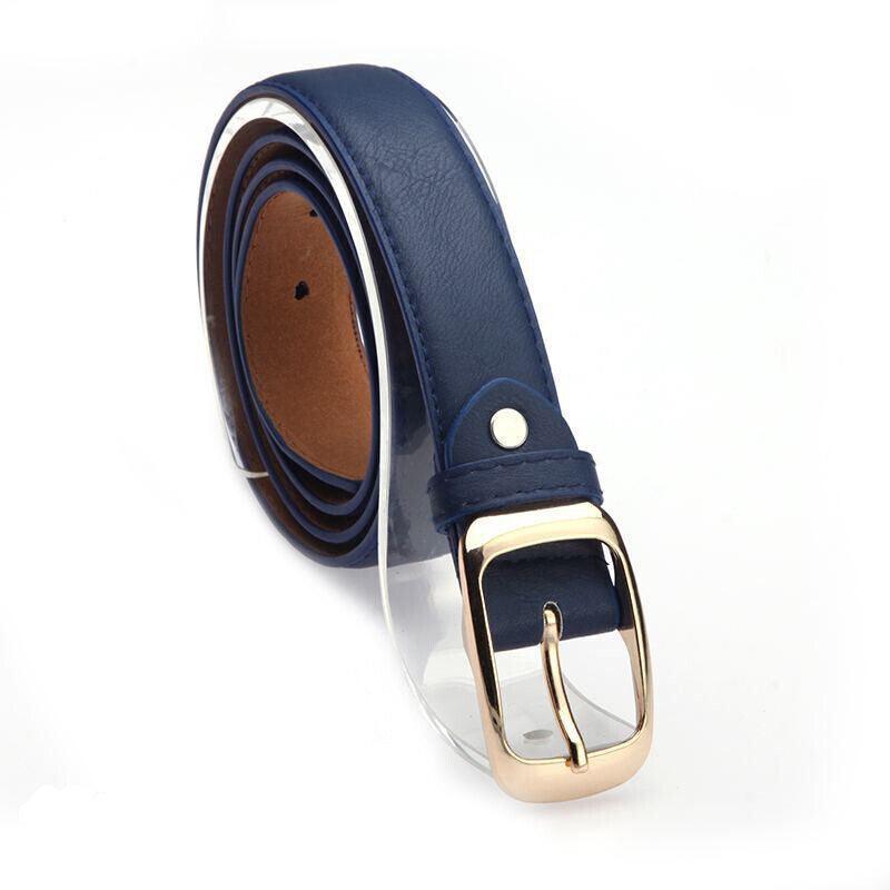 Ladies Leather Belt Classic Buckle Fashion Waist Strap for Jeans Dresses Casual - Brown