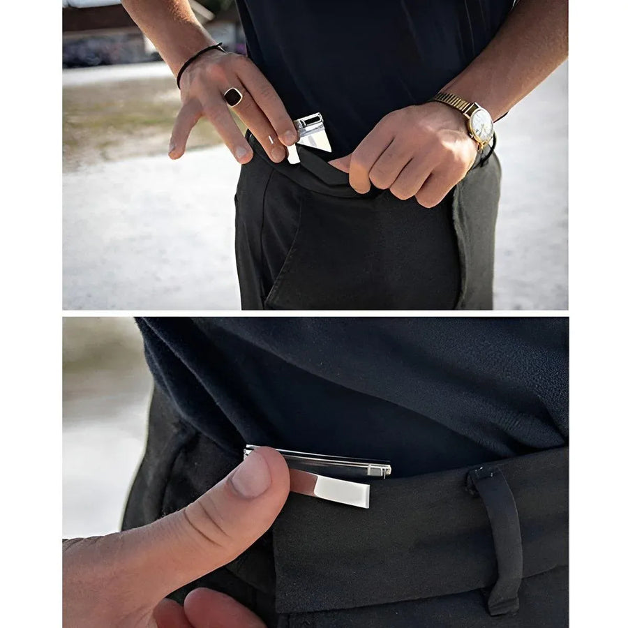 Folding Multipurpose Belt Clip Adjustable Buckle for Pants Belts and Accessories - Black