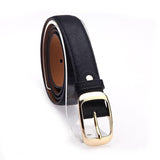 Ladies Leather Belt Classic Buckle Fashion Waist Strap for Jeans Dresses Casual - Coffee - Rear View