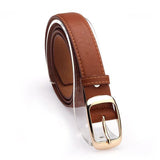 Ladies Leather Belt Classic Buckle Fashion Waist Strap for Jeans Dresses Casual - Coffee