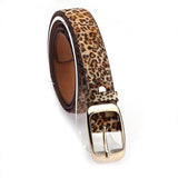 Ladies Leather Belt Classic Buckle Fashion Waist Strap for Jeans Dresses Casual - Coffee