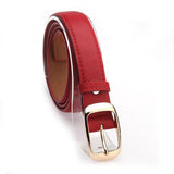 Ladies Leather Belt Classic Buckle Fashion Waist Strap for Jeans Dresses Casual - White - Low Angle