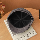 8 Panels Newsboy Flat Cap Peaky Blinders Baker Golf Driving Boy Mens Beret Hat - Dark Grey - 45-Degree Angle
