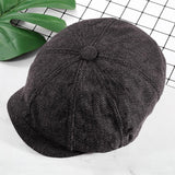 8 Panels Newsboy Flat Cap Peaky Blinders Baker Golf Driving Boy Mens Beret Hat - Dark Grey - Extra Image