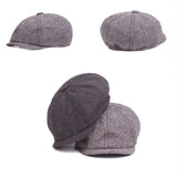 8 Panels Newsboy Flat Cap Peaky Blinders Baker Golf Driving Boy Mens Beret Hat - Dark Grey