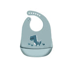 Silicone Waterproof Feeding Bib Apron with Pouch Easy to Clean Smock for Mealtime Use - Dinosaur