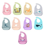 Silicone Waterproof Feeding Bib Apron with Pouch Easy to Clean Smock for Mealtime Use - Elephant