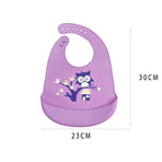 Silicone Waterproof Feeding Bib Apron with Pouch Easy to Clean Smock for Mealtime Use - Elephant