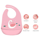 Baby Feeding Bib Apron Smock Silicon Waterproof Easy Clean 0-6 Kid Toddler Pouch - Extra Image