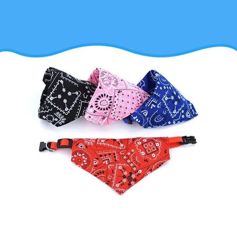 L Adjustable Pet Dog Bandana Collar Triangle Scarf For Puppy Cat Neckerchief - Blue