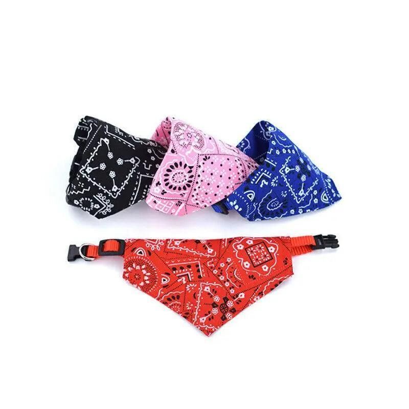 L Adjustable Pet Dog Bandana Collar Triangle Scarf For Puppy Cat Neckerchief - Blue