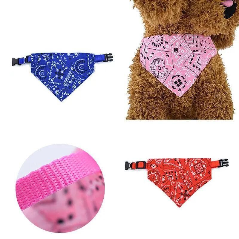 L Adjustable Pet Dog Bandana Collar Triangle Scarf For Puppy Cat Neckerchief - Blue