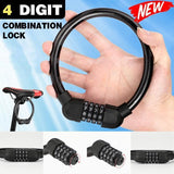 4 Digit Combination Bike Cable Lock Anti Theft for Bicycle Scooter