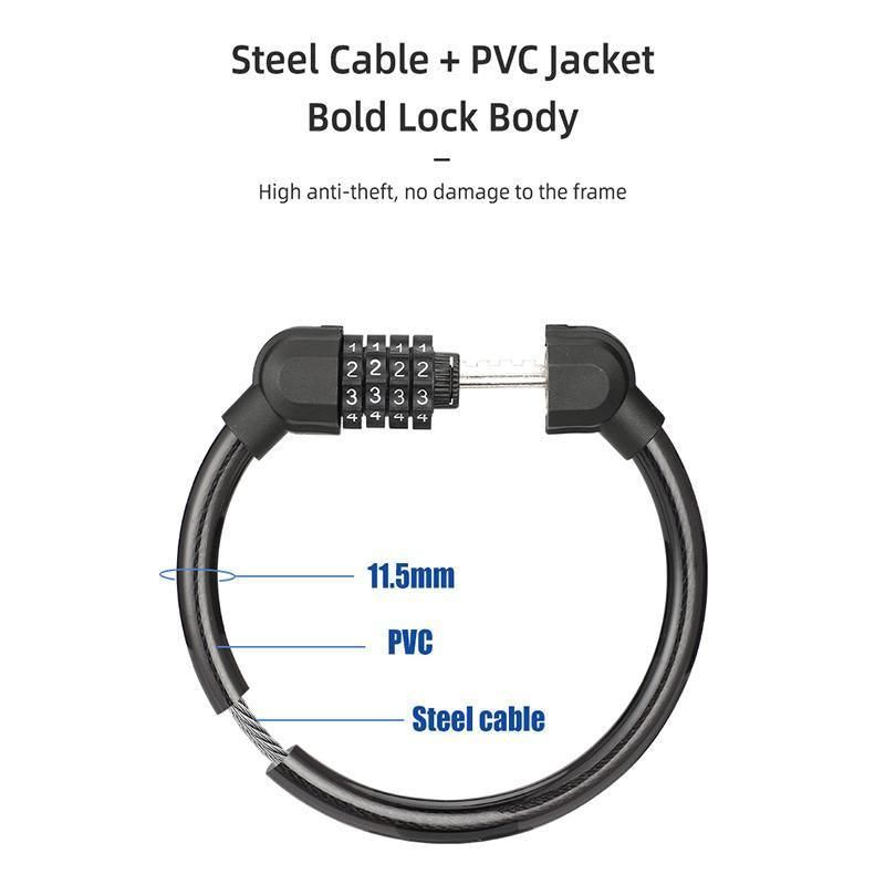 4 Digit Combination Bike Cable Lock Anti Theft for Bicycle Scooter
