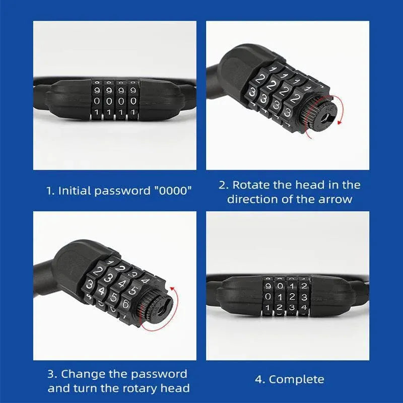 4 Digit Combination Bike Cable Lock Anti Theft for Bicycle Scooter