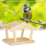 Bird Feeder Wooden For Outside Hanging Birds House Outdoor Wild Garden Decors - Rear View