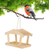Bird Feeder Wooden For Outside Hanging Birds House Outdoor Wild Garden Decors - Close-Up Angle