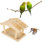 Bird Feeder Wooden For Outside Hanging Birds House Outdoor Wild Garden Decors - Low Angle