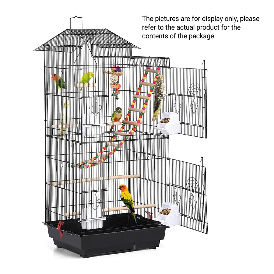 Parrot Cage Large Size Bird Cage Luxury Villa Style Metal Aviary for Pet Indoor